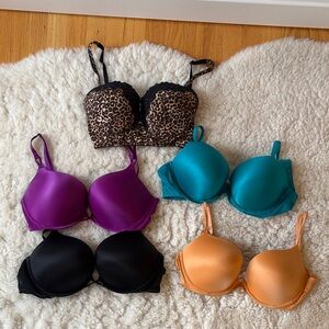 VS Bombshell Push-Up Bra Bundle, Teal Betsey Johnson, & Leopard Kardashian 34DD
